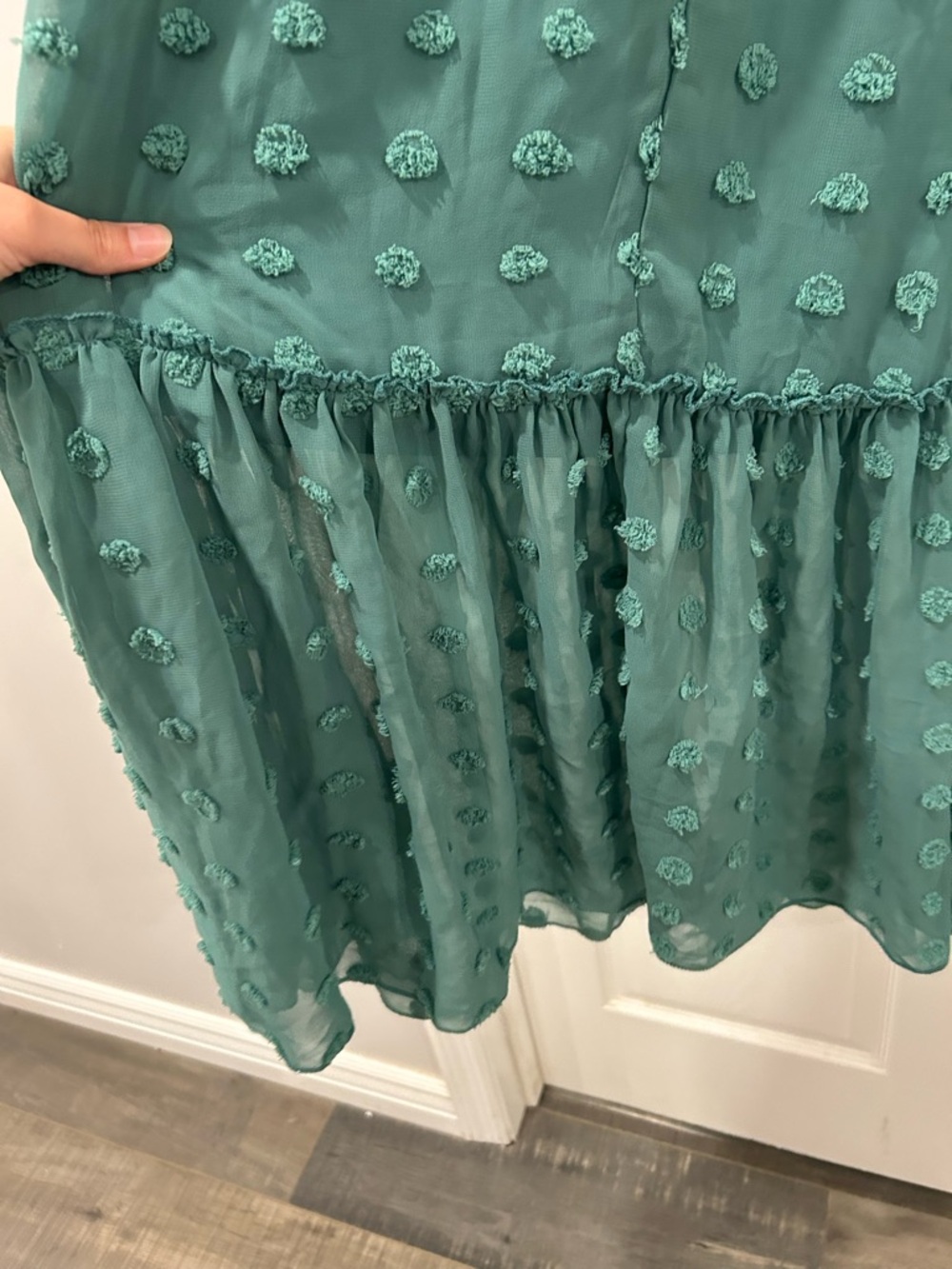 the Line of Style Green Swiss Dot Dress Size Medium - Picture 6 of 6